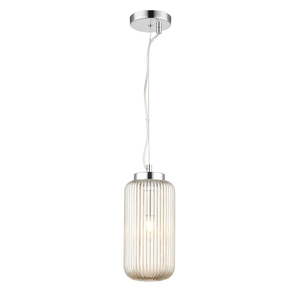 Mason 1 Light Amber Ribbed Glass Pendant